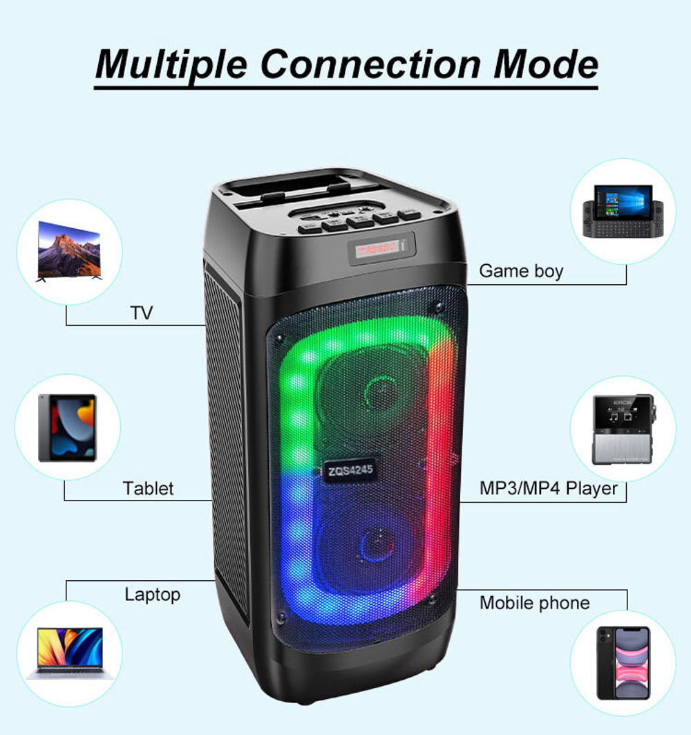 Беспроводная колонка BT Speaker ZQS-4245 30W/3.6A Караоке