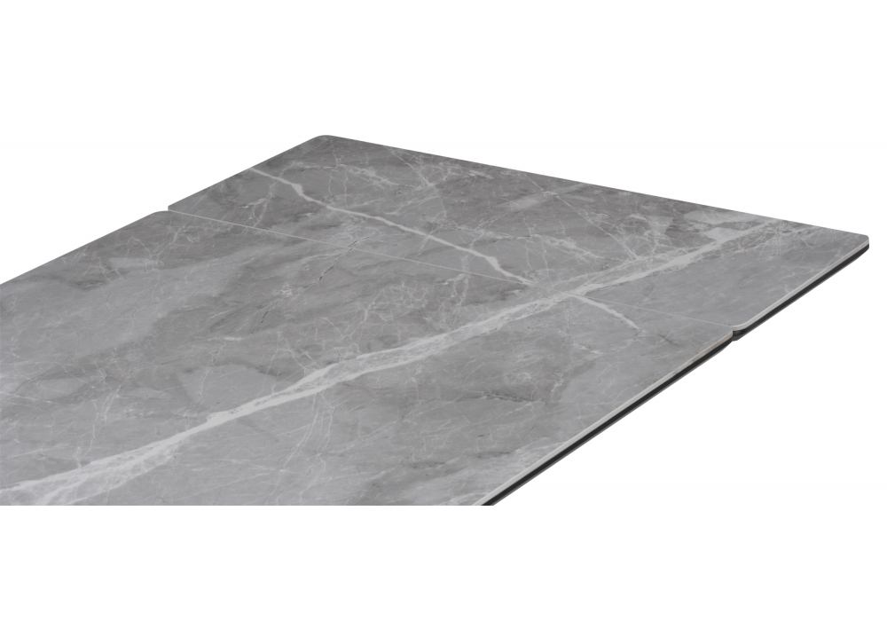 Керамический стол Woodville Вилли 140(200)х80 серый мрамор larka grey, черный, ножки черные