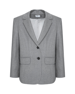 Жакет однобортный из шерсти серый меланж