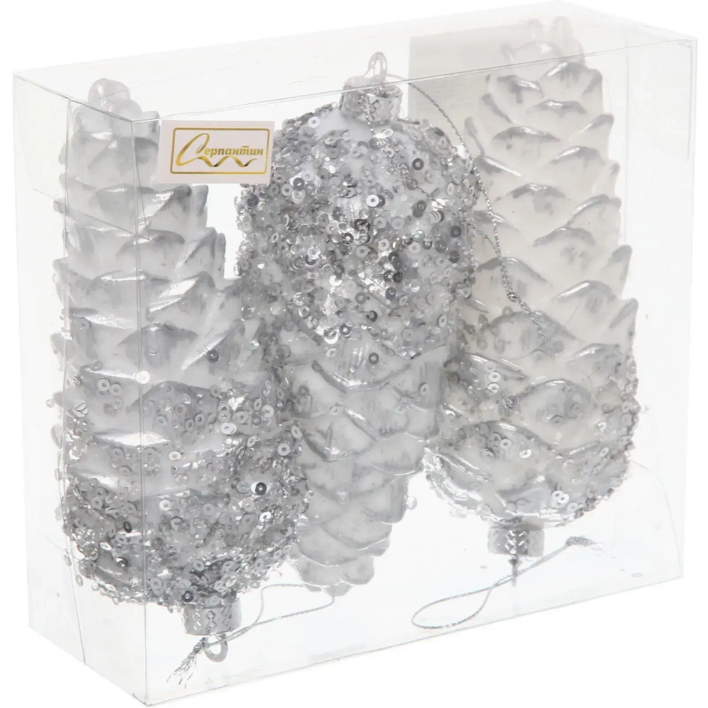 Ёлочные игрушки VERSAILLES «Орион» 14*6 м (набор 3 шт), Серебро