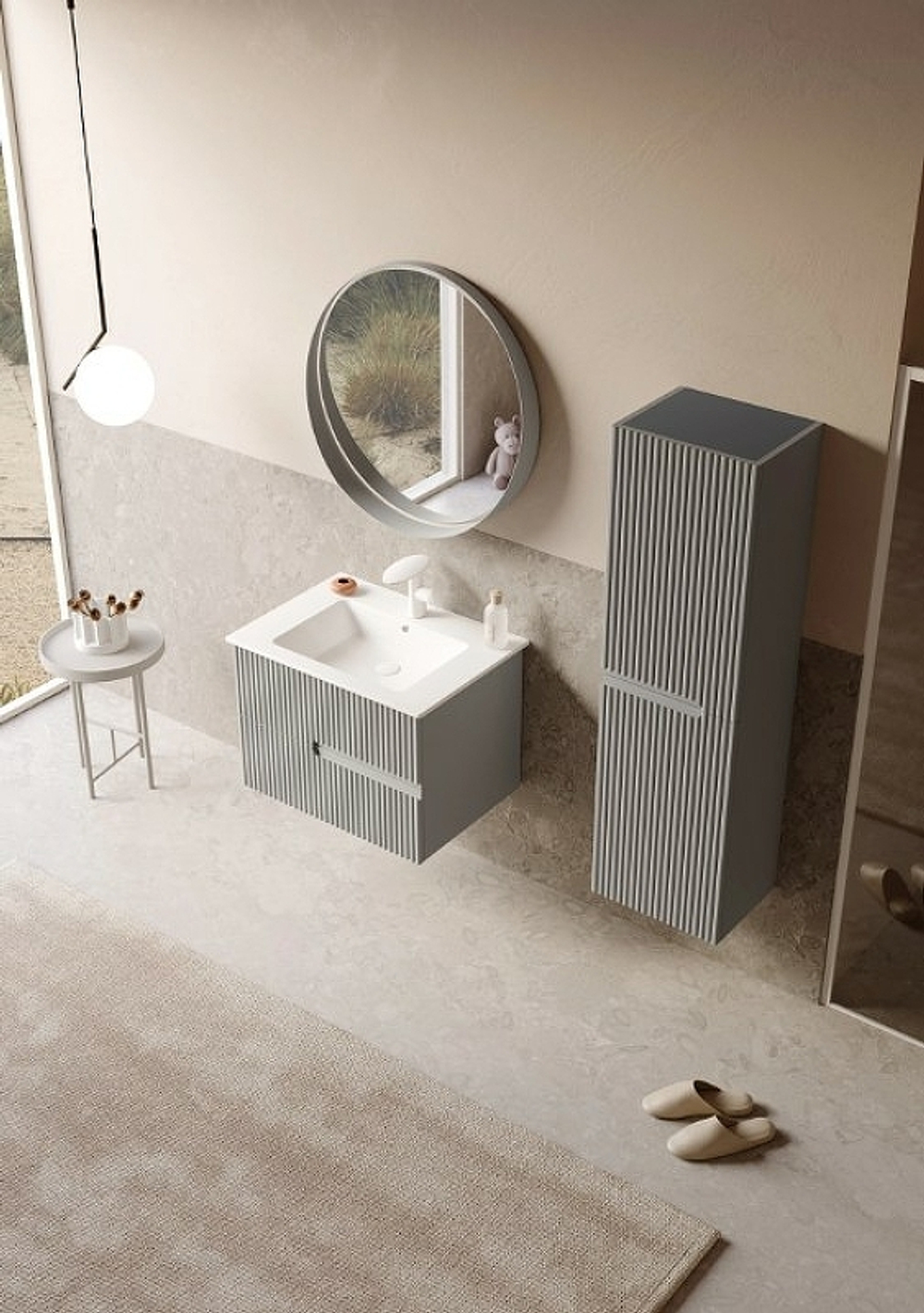 Тумба с раковиной Orka Moonlight 70 5001496 подвесная Бежевая матовая