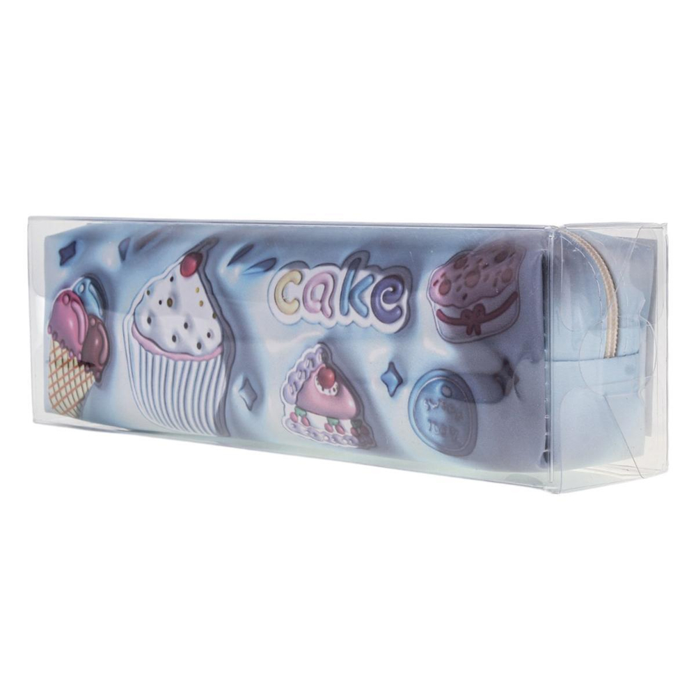 Пенал-косметичка 1 отд. 20*5,5*3,5см кожзам "Пирожное" розовый