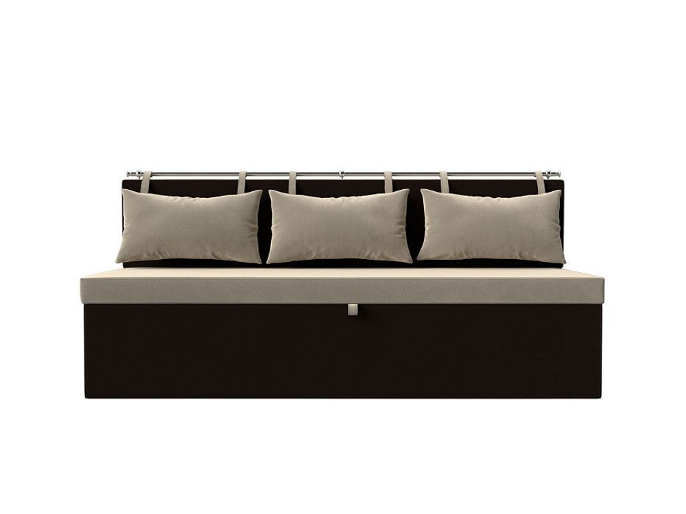 Диван кухонный прямой Метро, Бежевый\Коричневый, Микровельвет, 105004