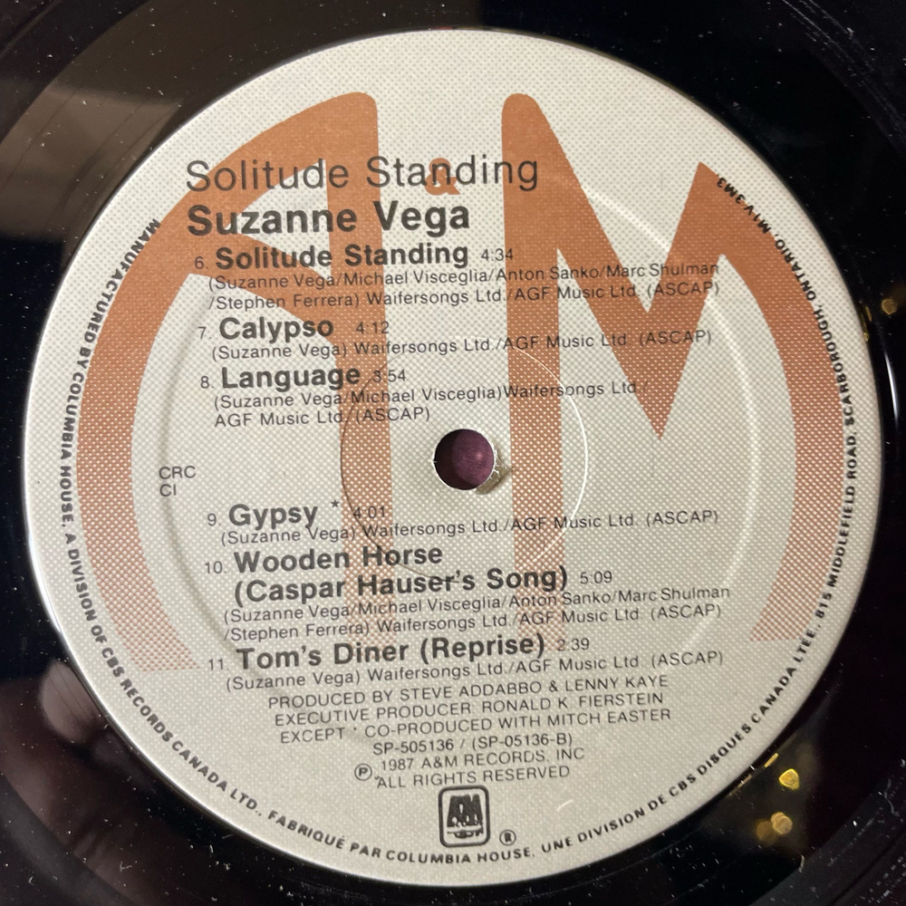 Винтажная виниловая пластинка LP Suzanne Vega Solitude Standing (Канада 1987)