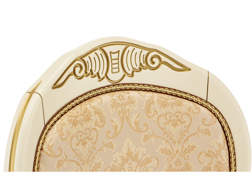 Стул деревянный Woodville Лауро без подлокотников патина золото, бежевый, ножки белые