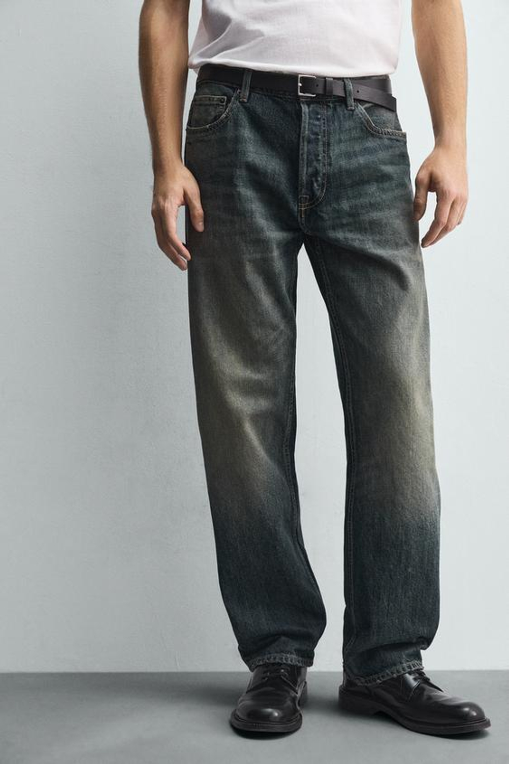 ZARA ДЖИНСЫ STRAIGHT FIT, ВЫЦВЕТШИЙ СИНИЙ