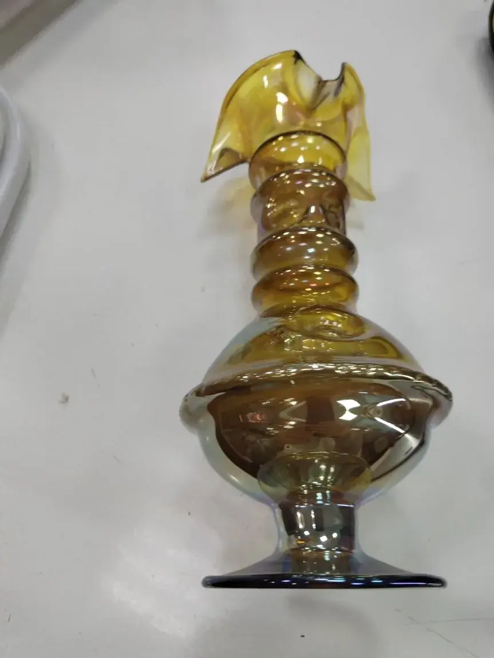 Ваза стекло тонкое карамельное СССР