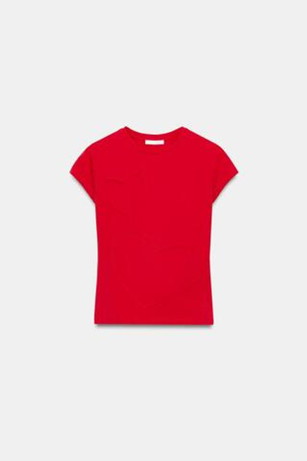 ZARA ФУТБОЛКА С КОРОТКИМИ РУКАВАМИ И СЕРДЕЧКАМИ, КРАСНЫЙ