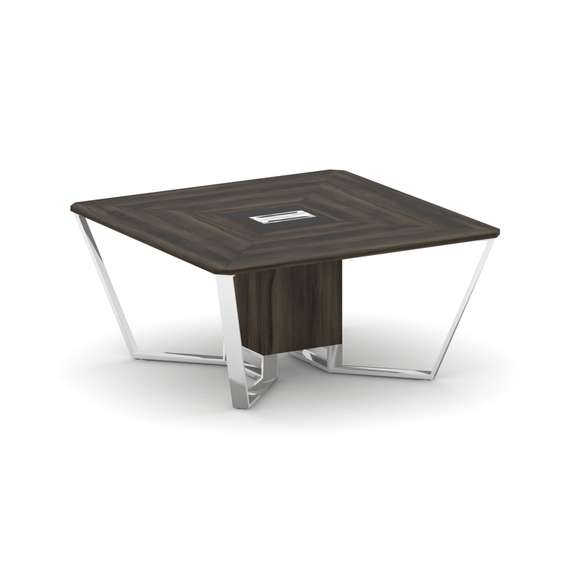 Steel Meet Стол переговорный квадратный MMK-PR.B.SP-08 Дуб Мали/Графит Глянец/Нержавеющая Сталь/Хром