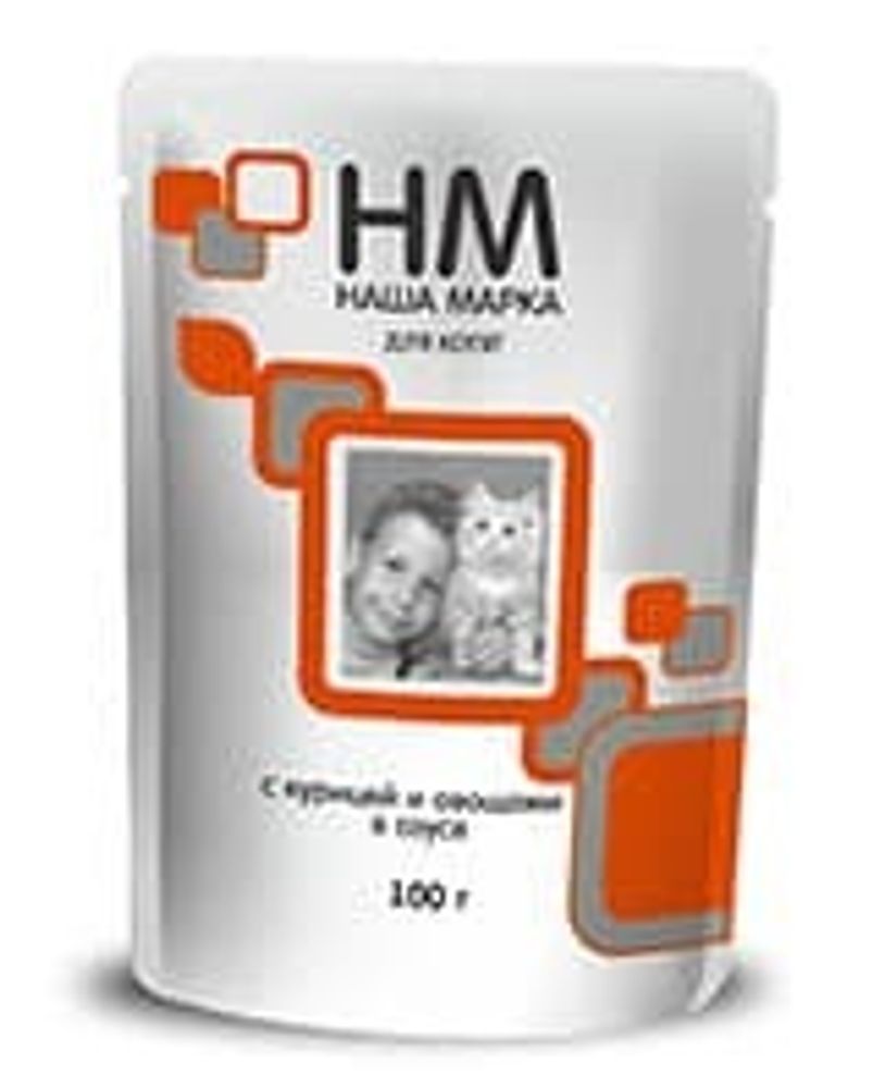 Наша Марка 100 гр курица с овощами в соусе влажный д/котят