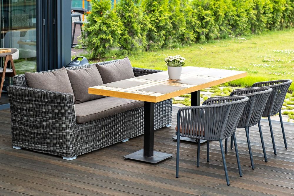 "Капучино" диван из искусственного ротанга трехместный, цвет графит