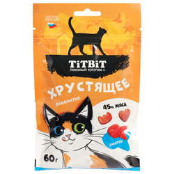 TITBIT Хрустящие подушечки для кошек с лососем 0,06 кг