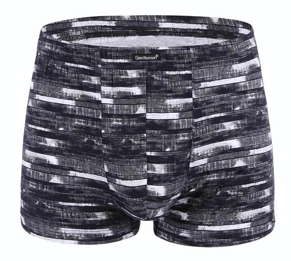 Мужские трусы-боксеры облегающего кроя с принтом в виде дощечек (Размер: M) (Цвет: черный)