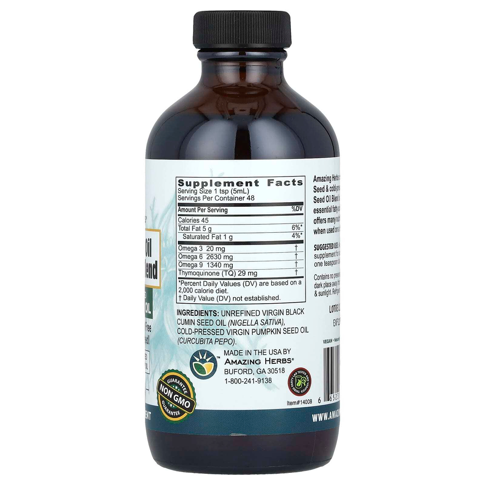 Amazing Herbs, Black Seed™, смесь масел, масло из семян чёрного тмина с маслом из тыквенных семечек, 240 мл (8 жидк. унций)