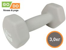 Гантель GO DO в виниловой матовой неопреновой оболочке. Вес 3 кг.  (Белый)