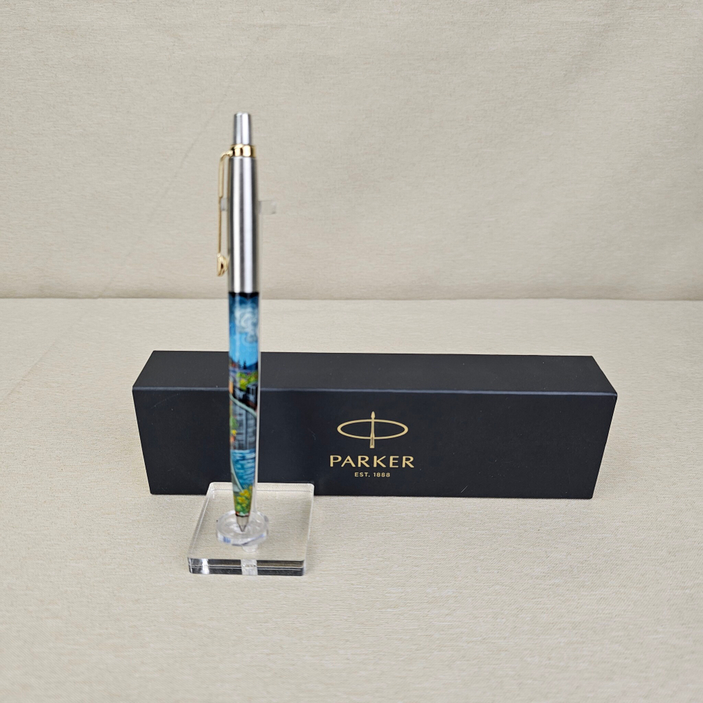 Ручка мал. "Паровоз. Подарок железнодорожнику" с ручной росписью Палех