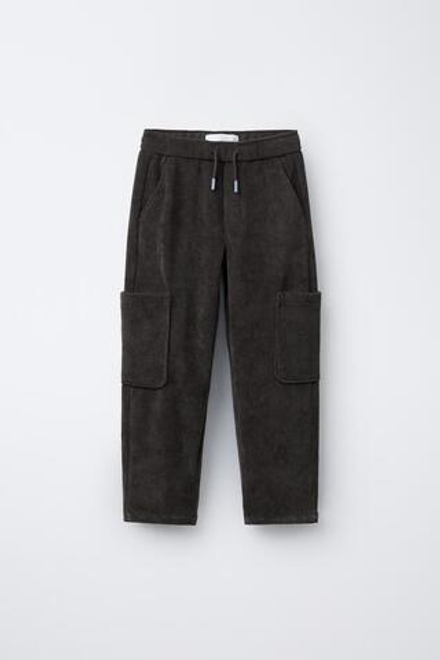 ZARA ВЕЛЬВЕТОВЫЕ БРЮКИ С КАРМАНАМИ, СЕРОВАТО-КОРИЧНЕВЫЙ