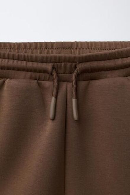 ZARA ШОРТЫ-БЕРМУДЫ INTERLOCK, КОРИЧНЕВЫЙ