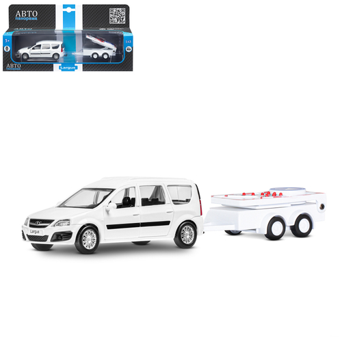 Модель 1:43 LADA LARGUS + прицеп с дорожными знаками, открываются 2 двери