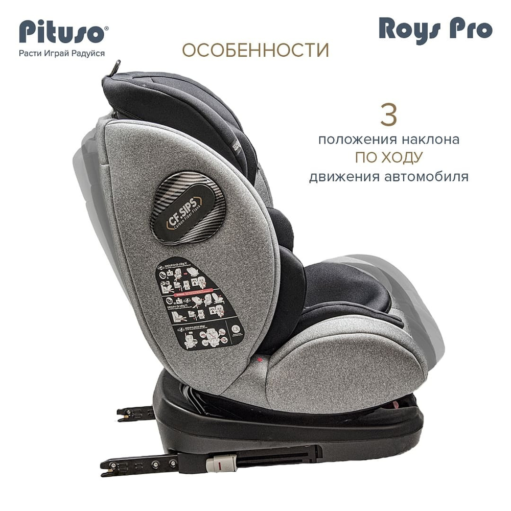 Pituso Удерживающее устройство для детей 0-36 кг Roys Grey, Black Inlay