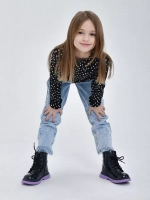 Лонгслив базовый для девочки в горошек