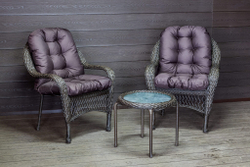 Садовый комплект из искусственного ротанга Мэдисон НЬЮ (Medison NEW) Balcony set с круглым столиком с подушками на сиденье и спинку