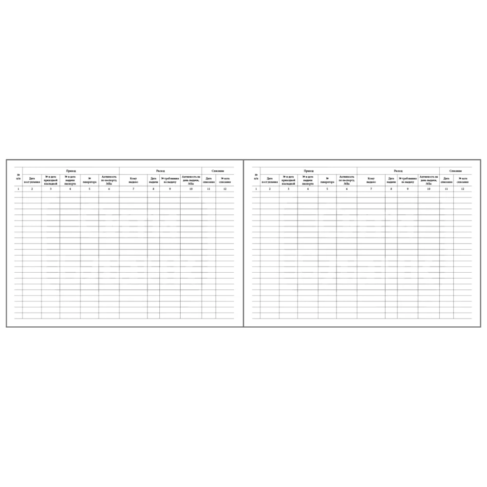 Приходно-расходный журнал учета генераторов короткоживущих радионуклидов 60 страниц мягкая обложка Приказ №6 к МУ 2.6.1.1892-04