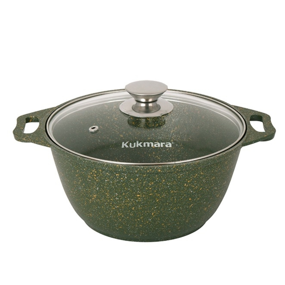 Кастрюля алюм, антиприг, 2 л, с крыш, крыш стекло, Kukmara, Trendy style, к21tsml, малахит