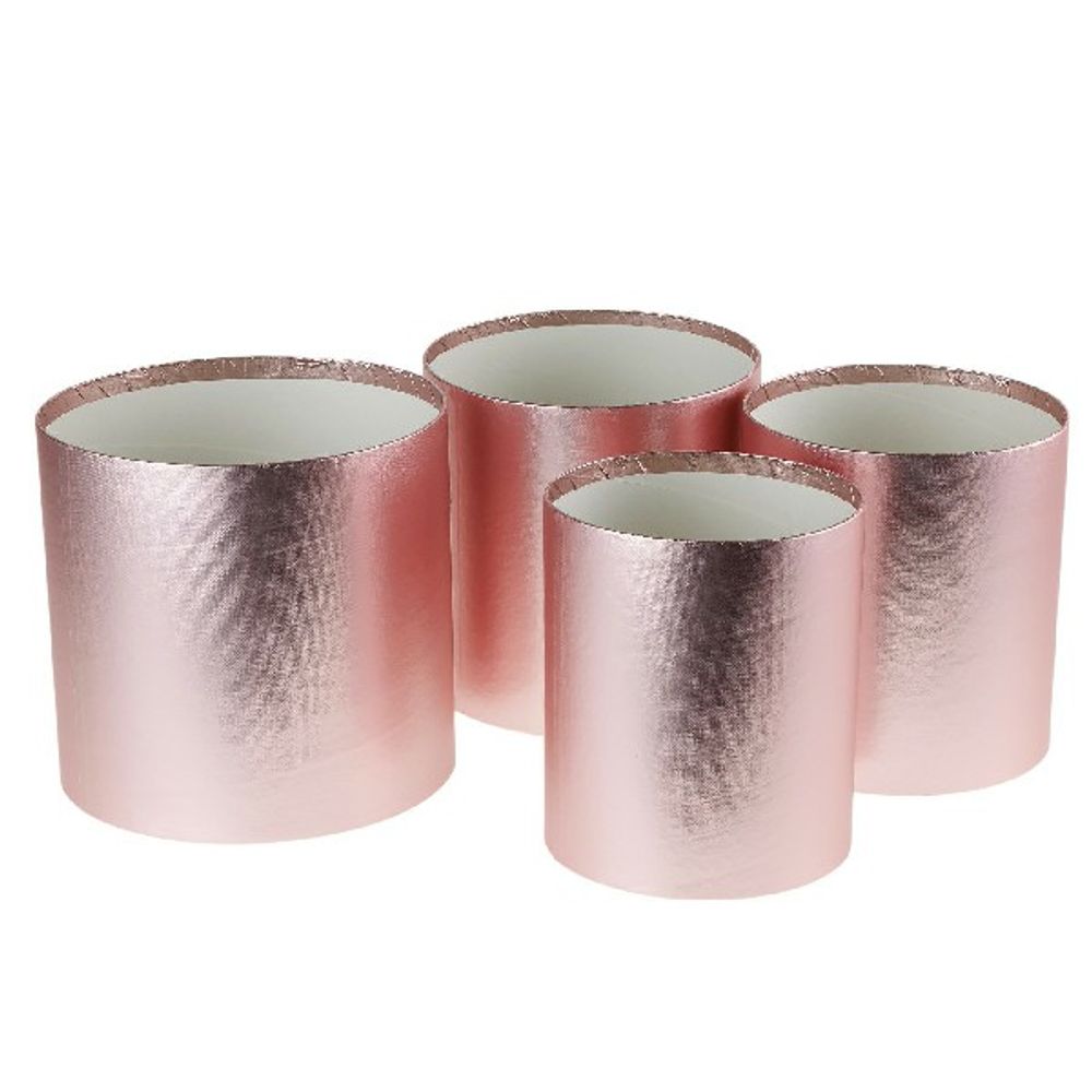 Набор/4шт "Металлик" D20xH19см-D15,5xH17,5см (Розовый) без крышки