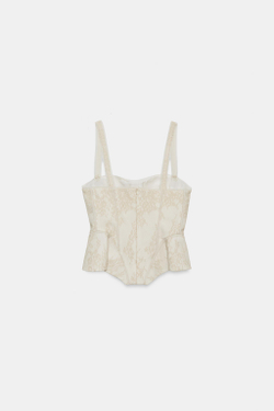 ZARA ТОП-КОРСЕТ С КРУЖЕВОМ — ZW COLLECTION, ЭКРЮ
