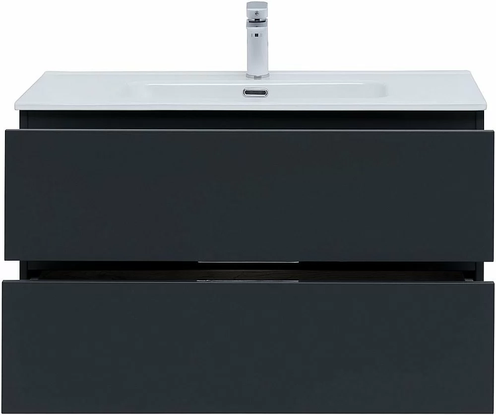 Тумба с раковиной Aquanet Алвита New 303919 90 антрацит