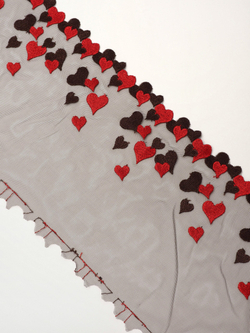 Кружево, вышивка на сетке цвет шоколад с красным неэластичная ширина 17,5 см (только одна сторона)