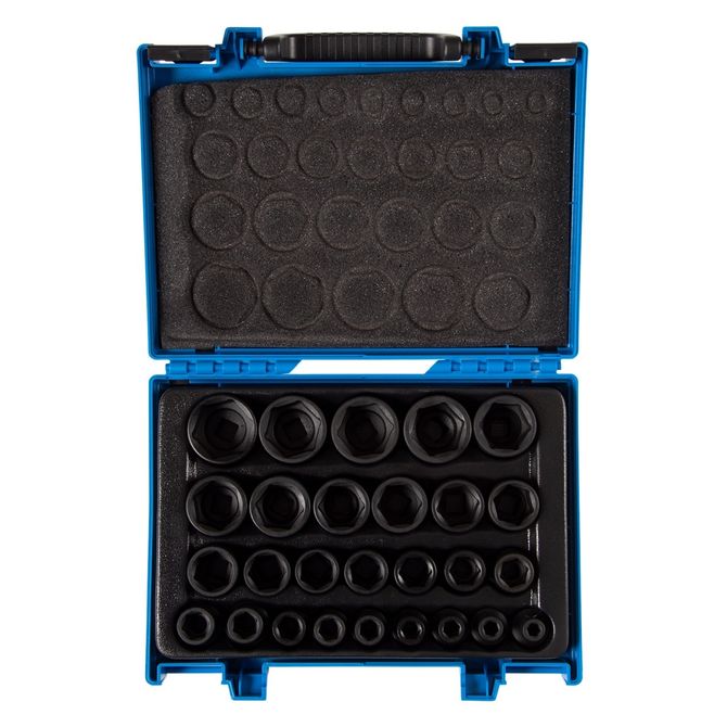 KING TONY 4427MP Набор ударных торцевых головок 1/2", шестигранные, 8-36 мм, 27 предметов