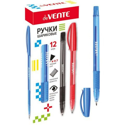 Ручка шар. deVENTE 0,7мм, с резиновым держателем, синяя