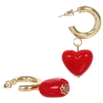 Серьги из гиппоалергенного сплава «АМОР», красное сердце, цвет серебро и золото, 2,5см