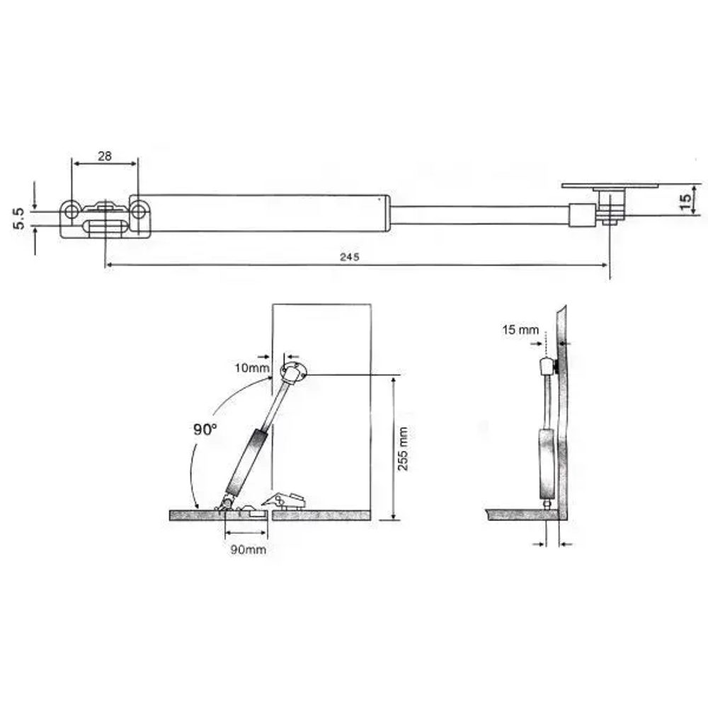 Газлифт мебельный усилие 80 N - 8 кг / 2 шт
