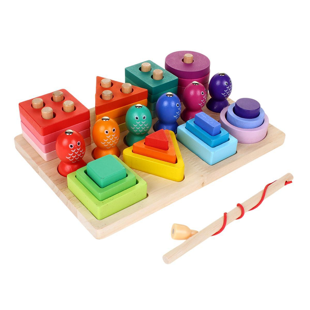 Развивающая игрушка 4 в 1 деревянная (2 вида сортер, 2 рыбалка), коробка C-41643