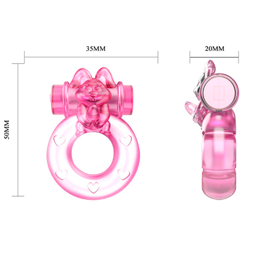 Розовое эрекционное виброкольцо 3,5х5см Baile Pink Rabbit Cock Rings BI-010082A