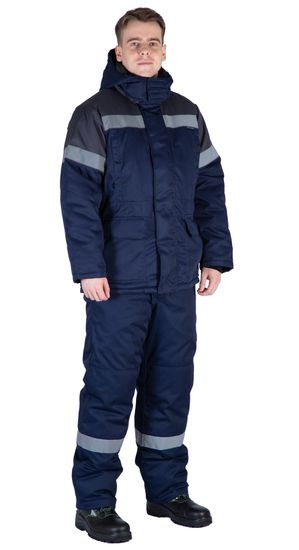 Костюм зимний "Байкит" с полукомбинезоном, т.синий/серый