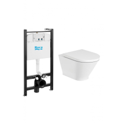 Комплект унитаза с инсталляцией Roca The Gap Round Pack Rimless  с сиденьем Supralit 7893105000