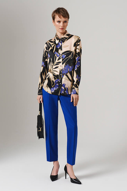 23154 Блузка женская (бежево-черный принт)