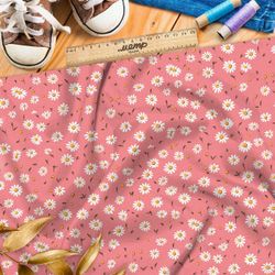 Ткань премиум флис мелкие ромашки