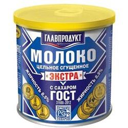 МОЛОКО СГУЩ. 380 ГР 8,5% ЦЕЛЬНОЕ С САХАРОМ ЭКСТРА ГОСТ 31688-2012 Ж/Б БЗМЖ