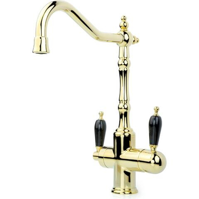 Смеситель для кухни Boheme TRADIZIONALE ORO 112-BLC Золото, с черной керамикой