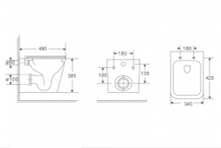 Комплект подвесной унитаз ABBER Rechteck AC1219TC белый, с закрытым дном с инсталляцией AC0105 и кнопкой AC0120MB черный матовый