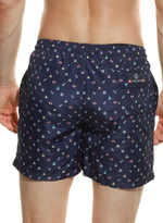 Мужские пляжные шорты с принтом в виде морских иконок (Размер: M) (Цвет: темно-синий)