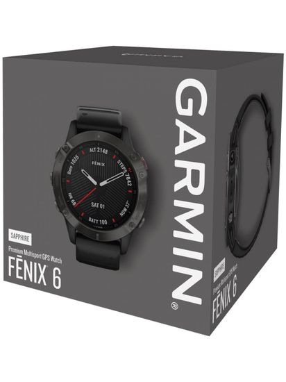 Мультиспортивные часы Garmin Fenix 6 Sapphire - серый DLC с черным ремешком  010-02158-11