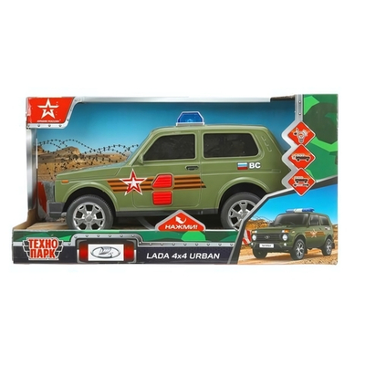 Машина пластик "LADA 4x4 URBAN Армия России" 19,5см, свет/звук, 2 кноп, коробка URBANBLACK-20PLARR-GN (