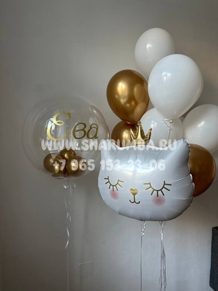 Композиция "перламутровая кошка" в золоте