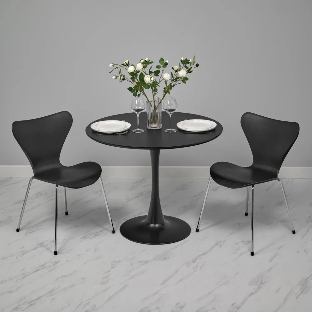 Комплект из 2-х стульев Seven Style чёрный с хромированными ножками